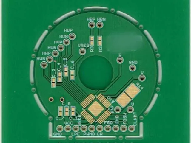 Circular sensor board layout on green solder mask